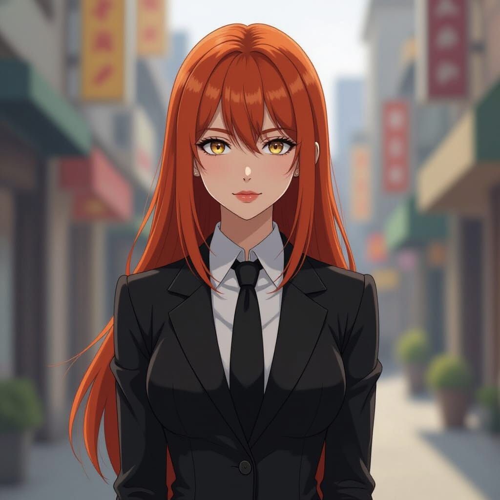 Anime Woman with Red Hair in Cinematic Style