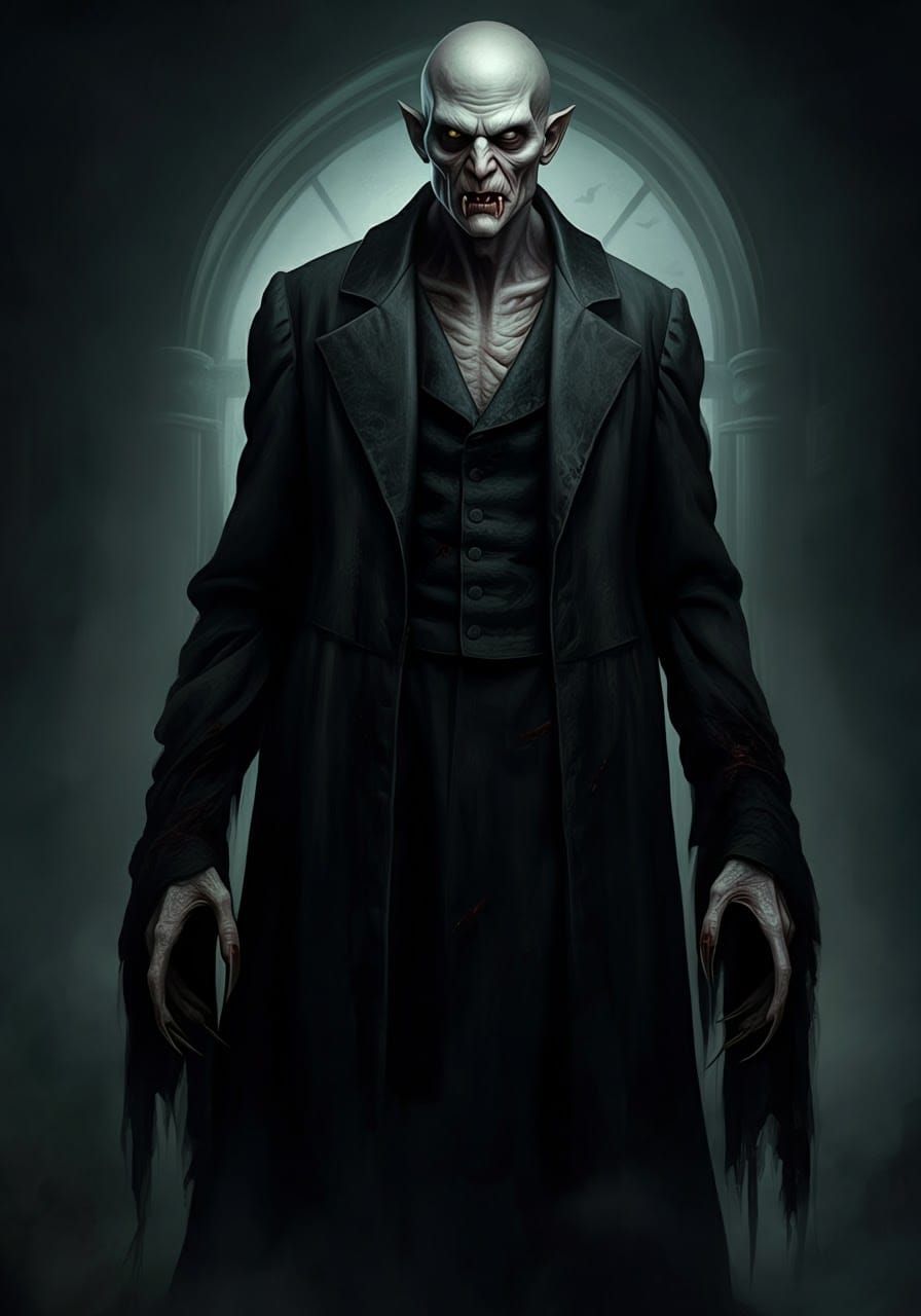 Menacing Vampire in Gothic Horror Style