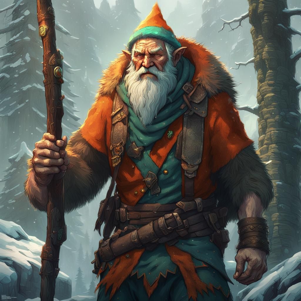 Grumpy Elf Wilderness Man in Bearskin