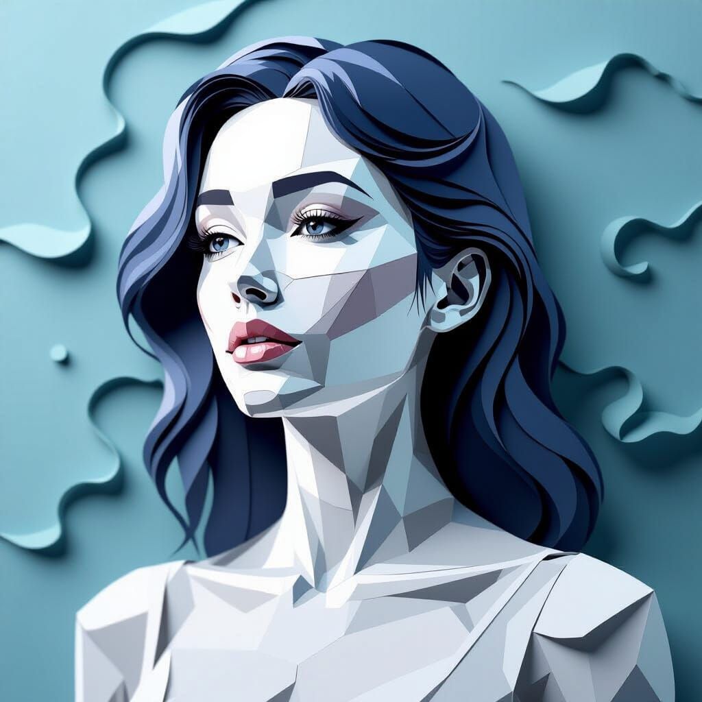 Transparent Woman in Paper Cut Style, Hyperdetailed 8K