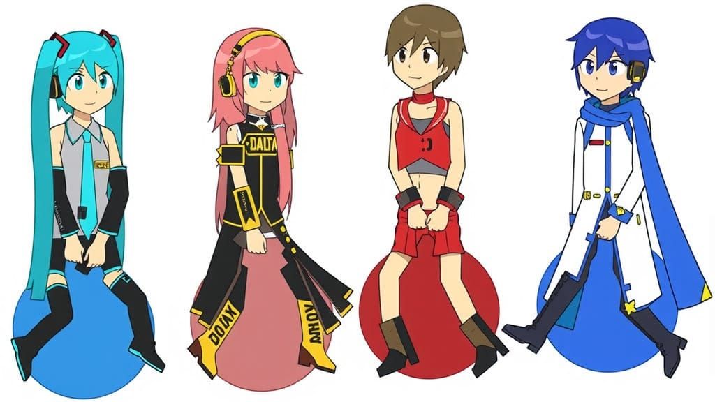 Vocaloids Miku, Luka, Meiko and Kaito on Hoppers