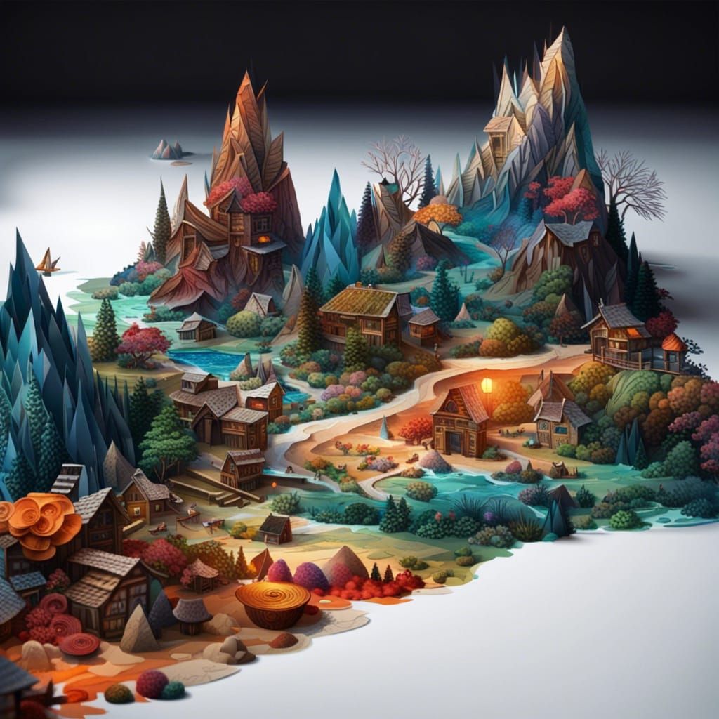 Fantastical Landscape Collage in Detailed Matte Painting