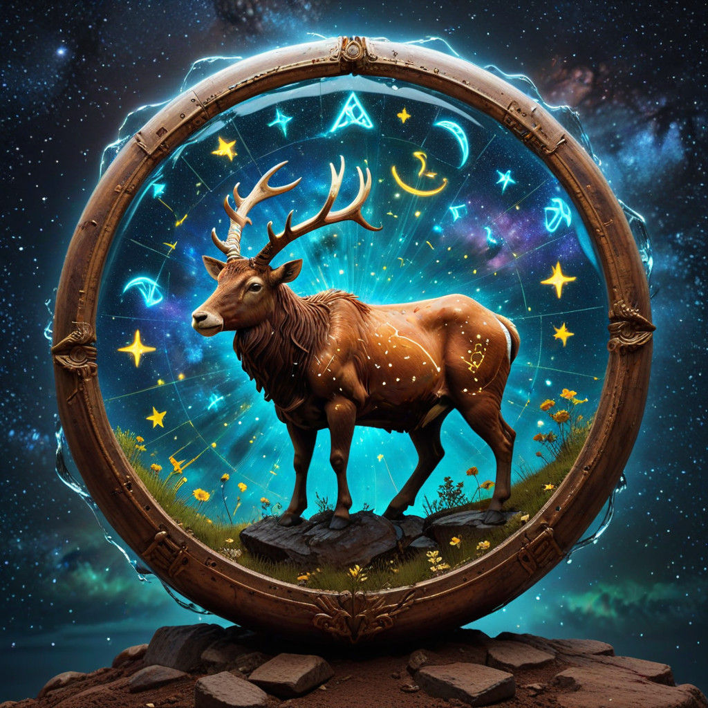 Human Form Zodiaco Symbols Emerge in a Celestial Scene