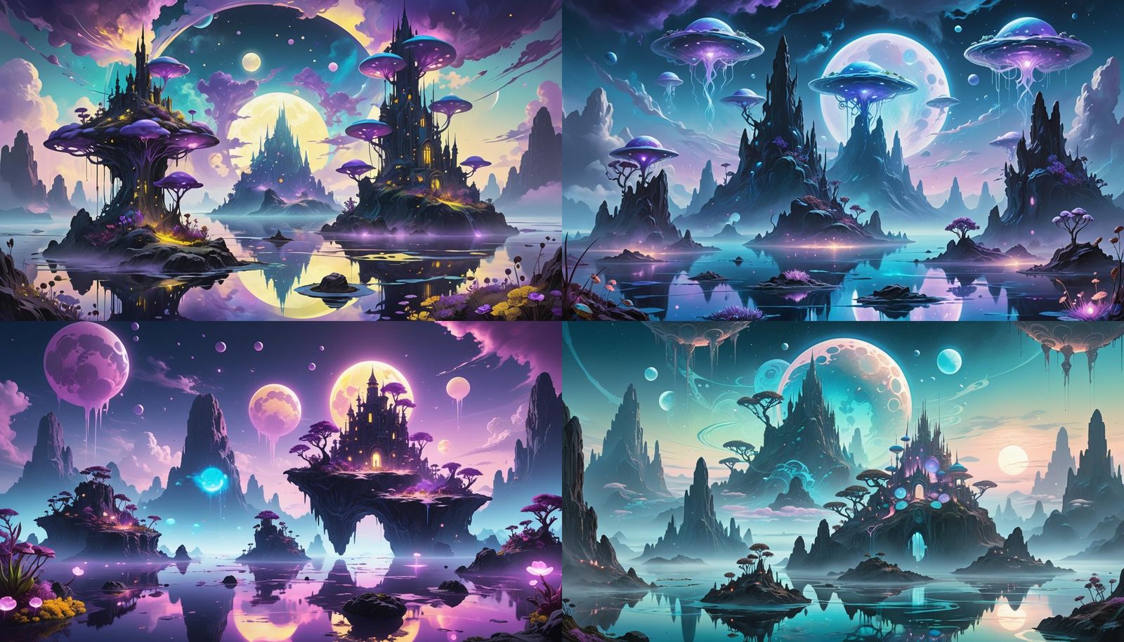 Ethereal Alien Landscape with Bioluminescent Plants