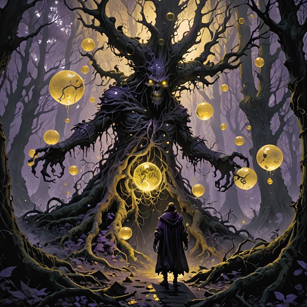 Eerie Forest Figure in Dark Fantasy Style