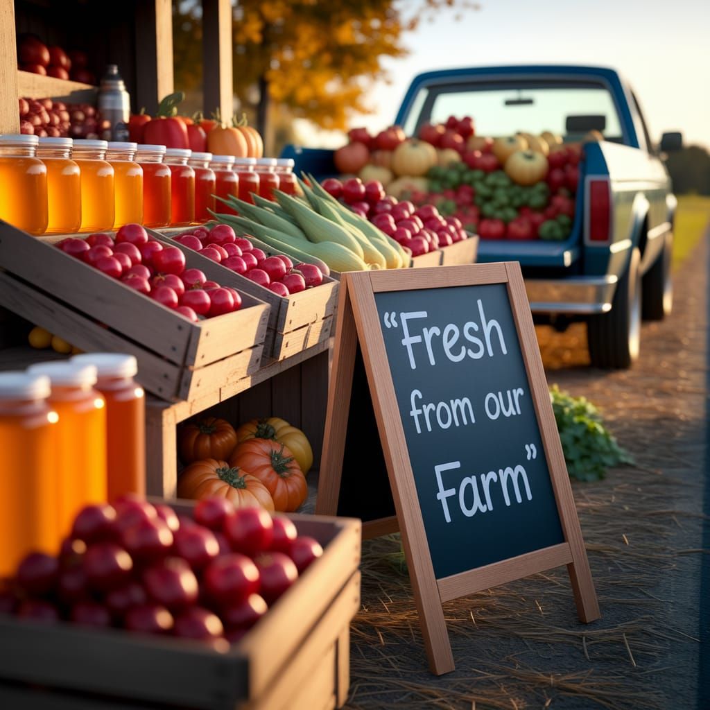 Autumn Farmstand Bounty in Golden Light