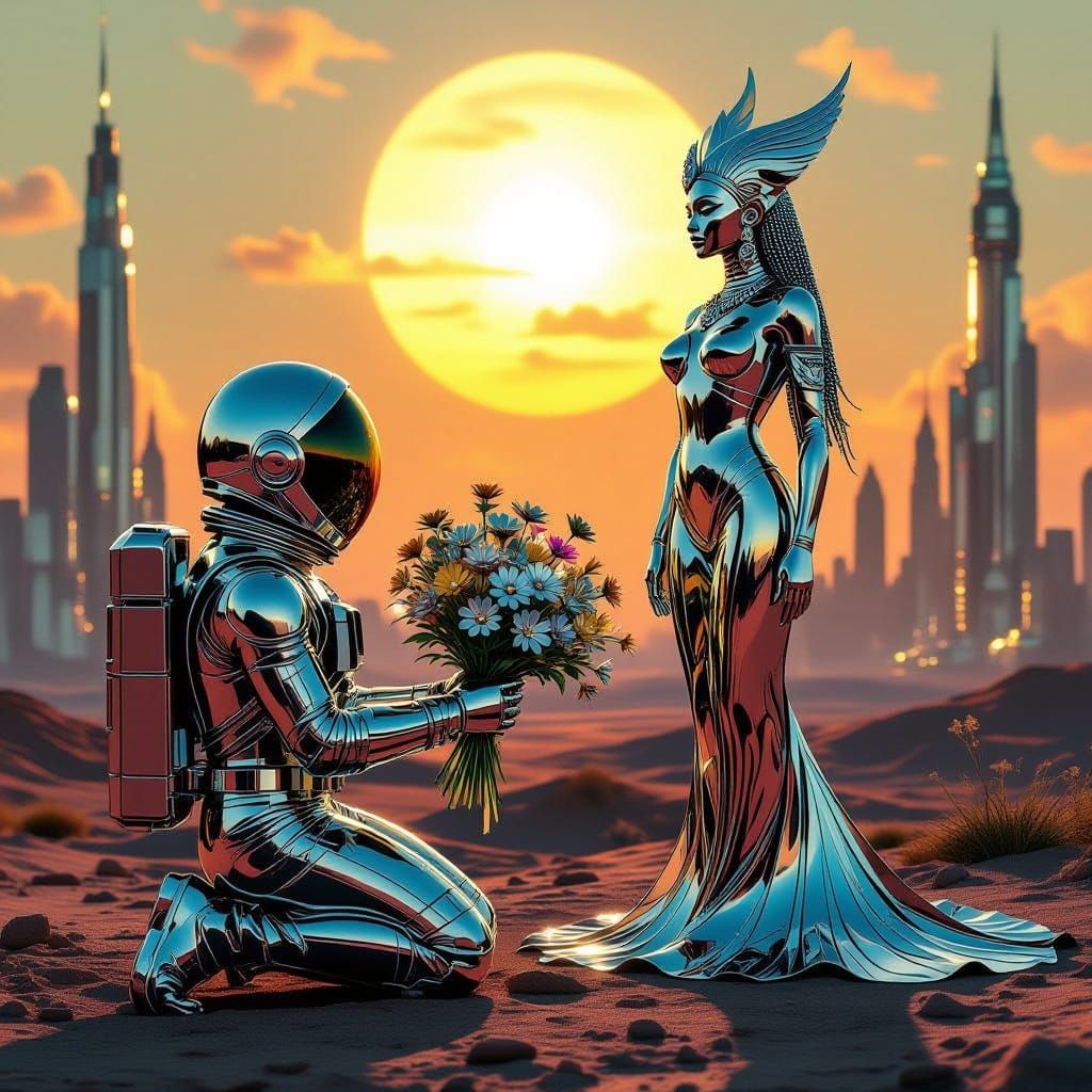 Astronaut Offers Tribute to Chrome Goddess Mami Wata in Futu...