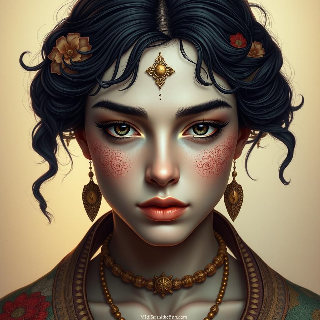 Compassionate Portrait in Art Nouveau Style