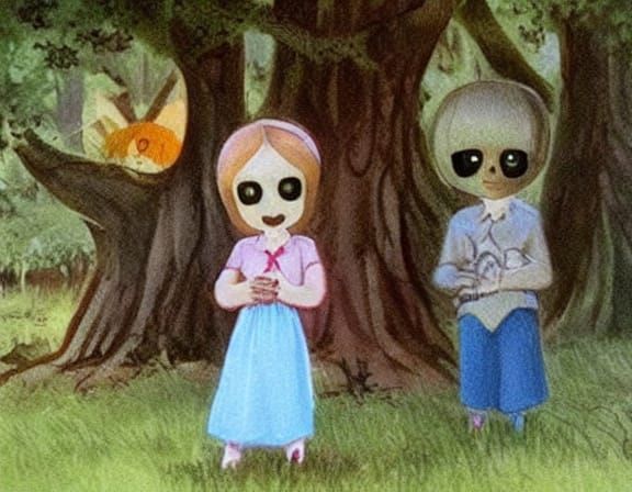 Creepy Child's Drawing of Forest Dwellers