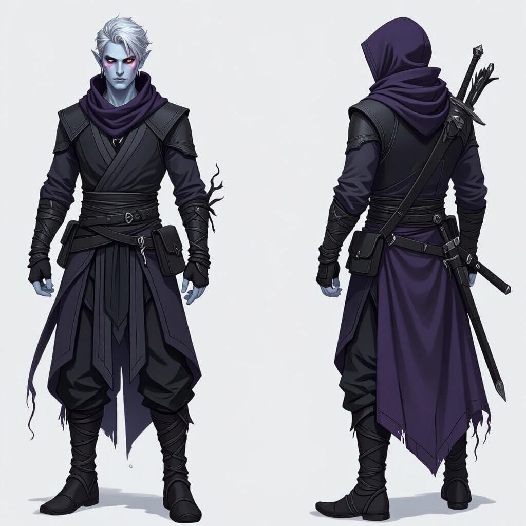 Shadar-kai Elf Warrior in Dark Fantasy Concept Art Style