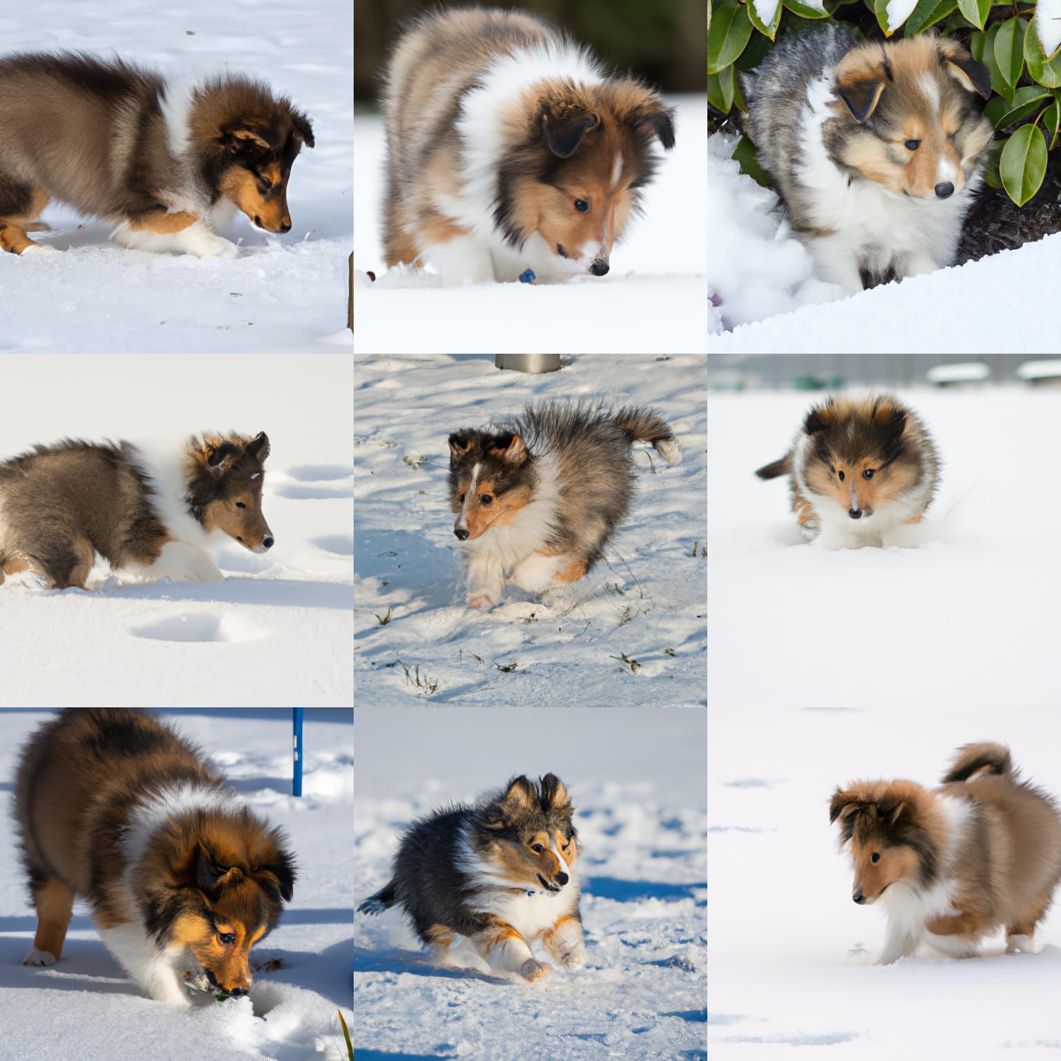 Sheltie Puppy's Snowy Playtime