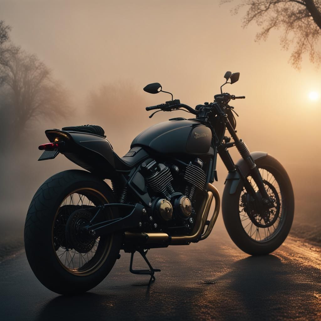 Dominar Bike in Misty Golden Hour Film Still
