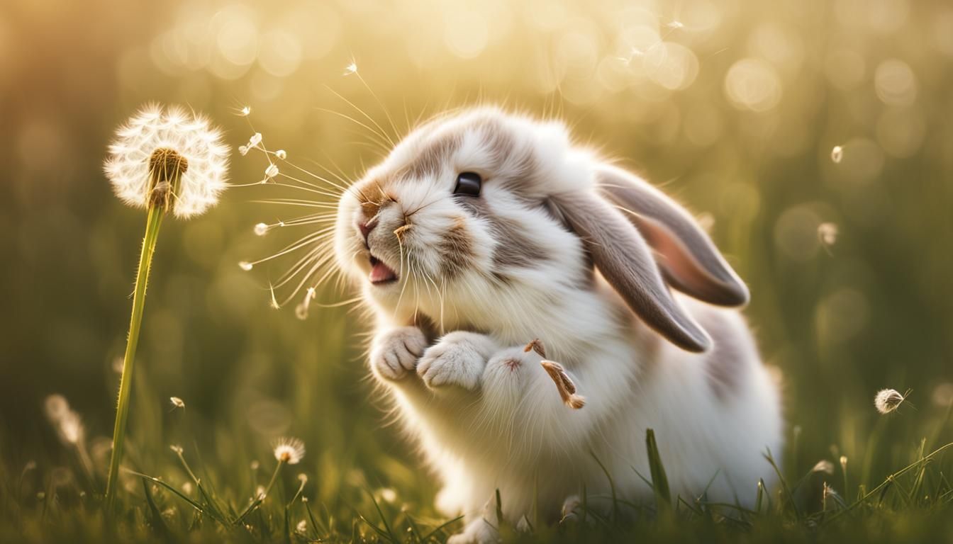 Rabbit Sneezing Dandelion Seeds: Wildlife Photography
