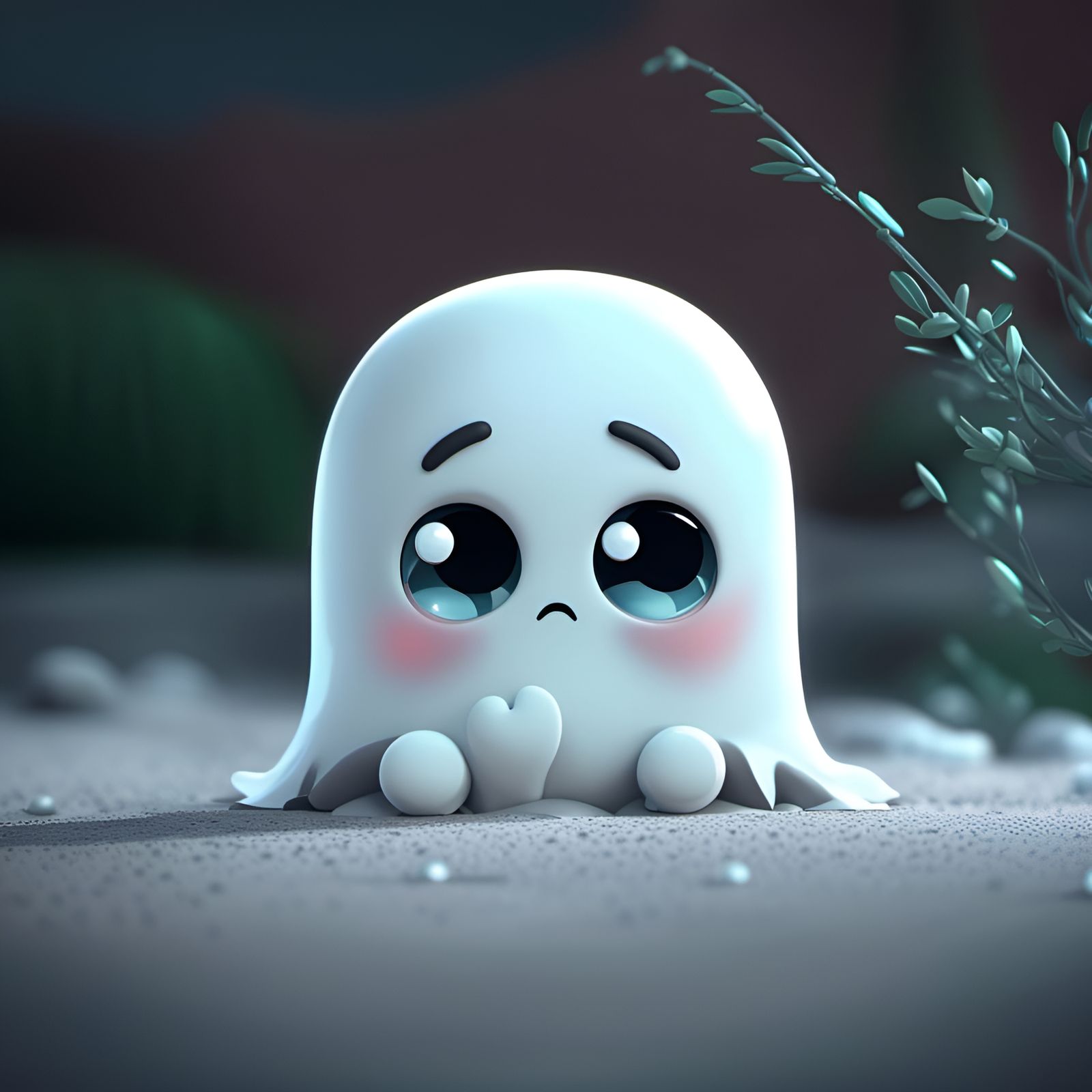 Adorable Chibi Ghost with an Ouchie