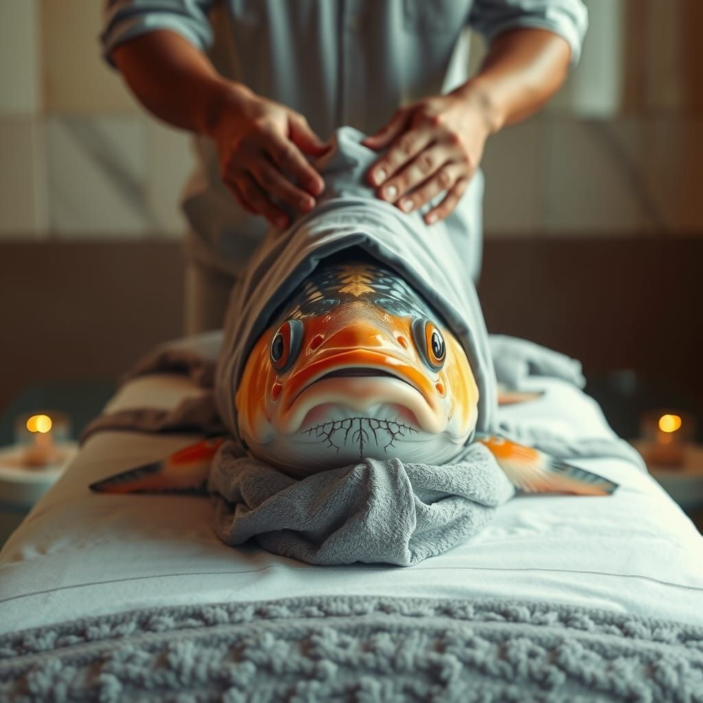 Fish Receiving Massage in Elegant Spa, Cinematic Style