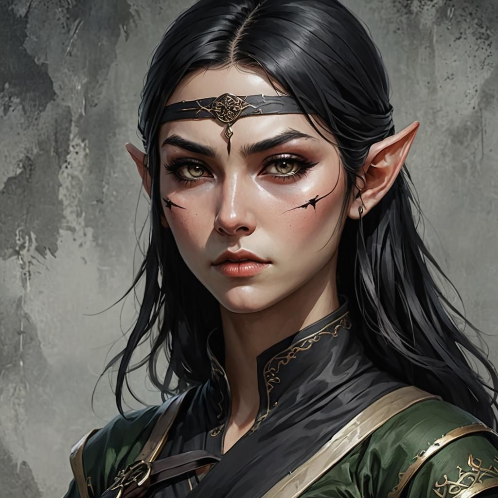 Female Elf Ninja with Scar and Blindfold