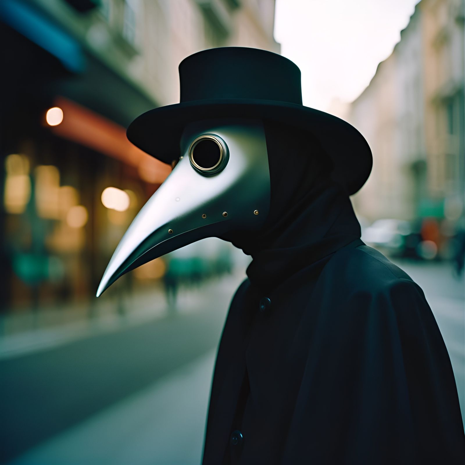 Plague Doctor Portrait in Retro Film Style
