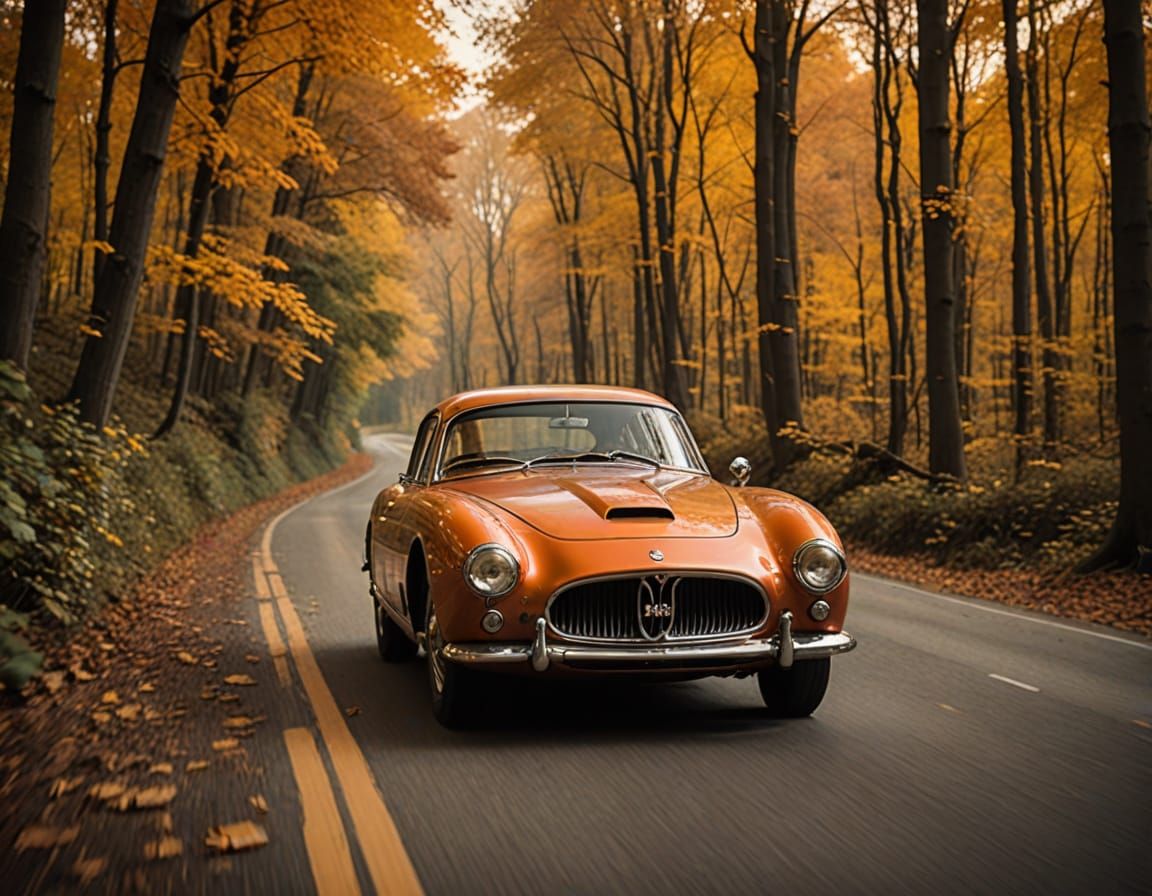 Classic 1954 Maserati A6GCS in Autumn Scenery