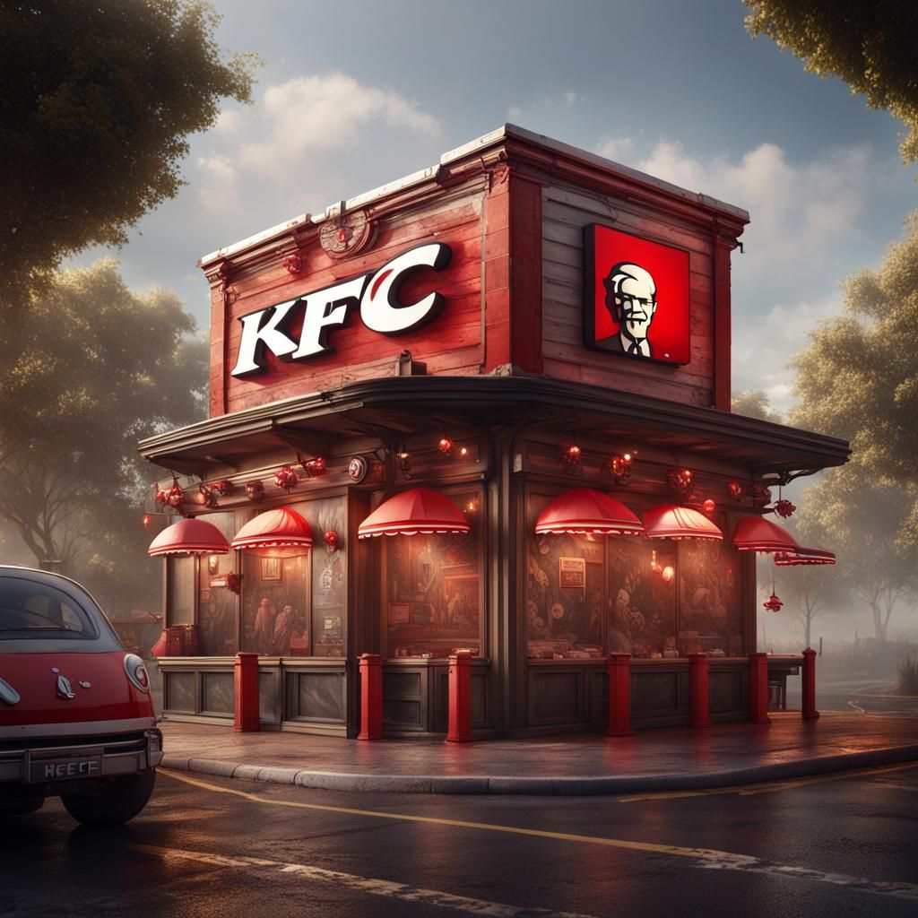 Detailed Matte Painting of KFC, Trending Art