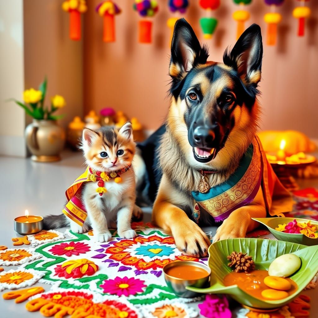 Tamil New Year Celebration with Joyful Pets