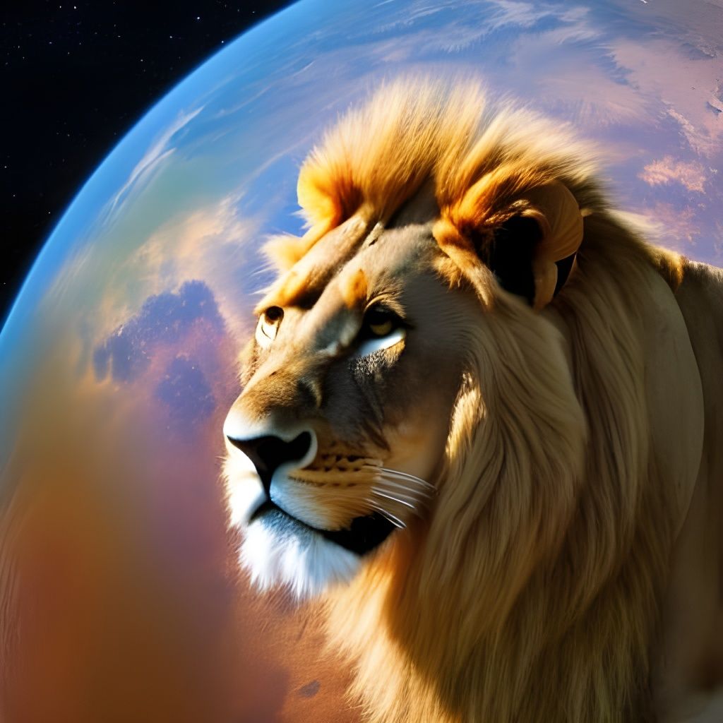 Ethereal Lion in Crystal Spheres