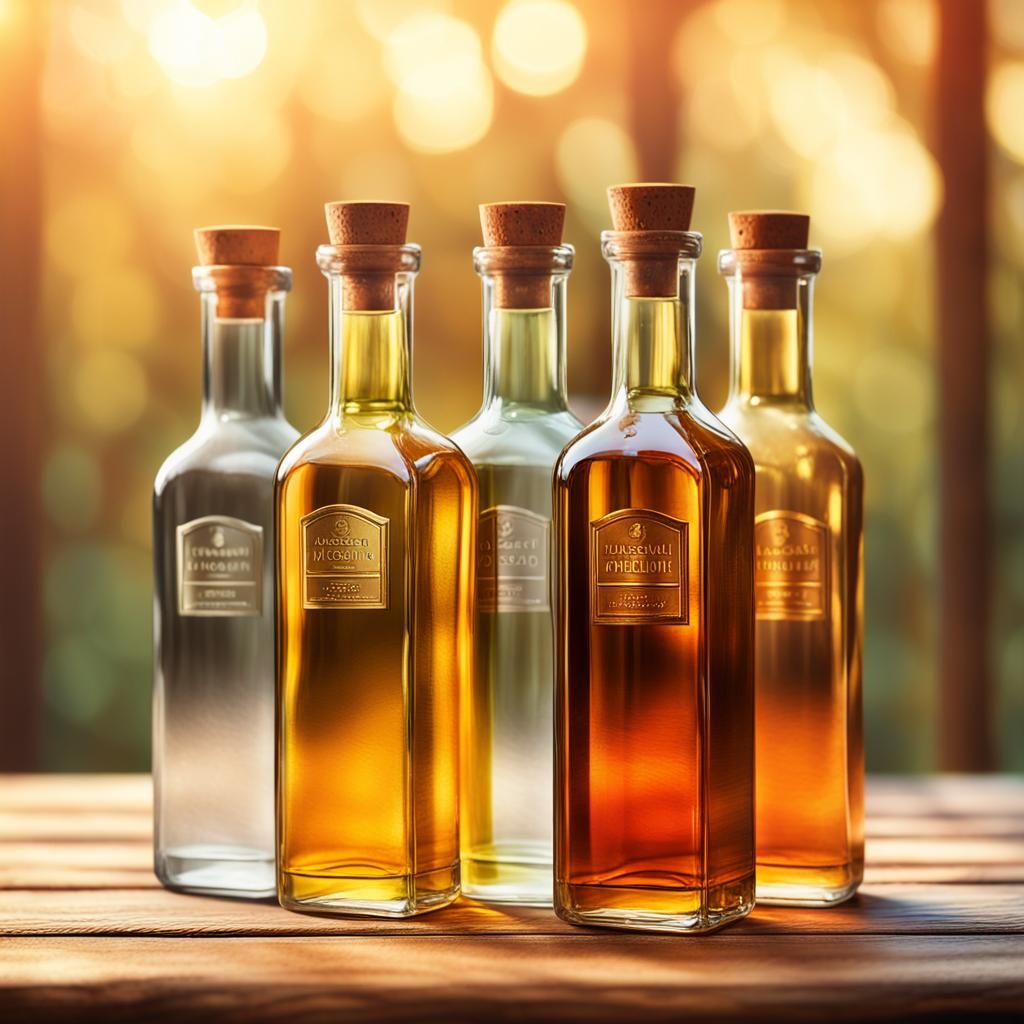 Warm Still Life of Bottles in Oil Painting Style