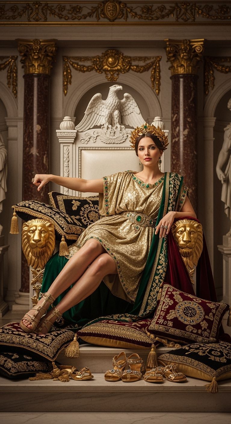 Lavish Roman Empress on Marble Throne, Professional Photogra...