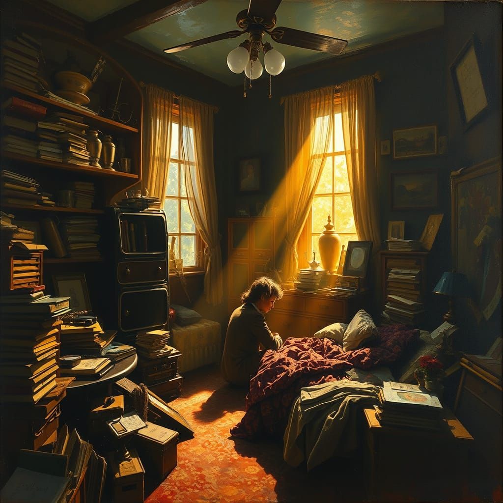 Intimate Pulp Bedroom Scene in Golden Hour Light