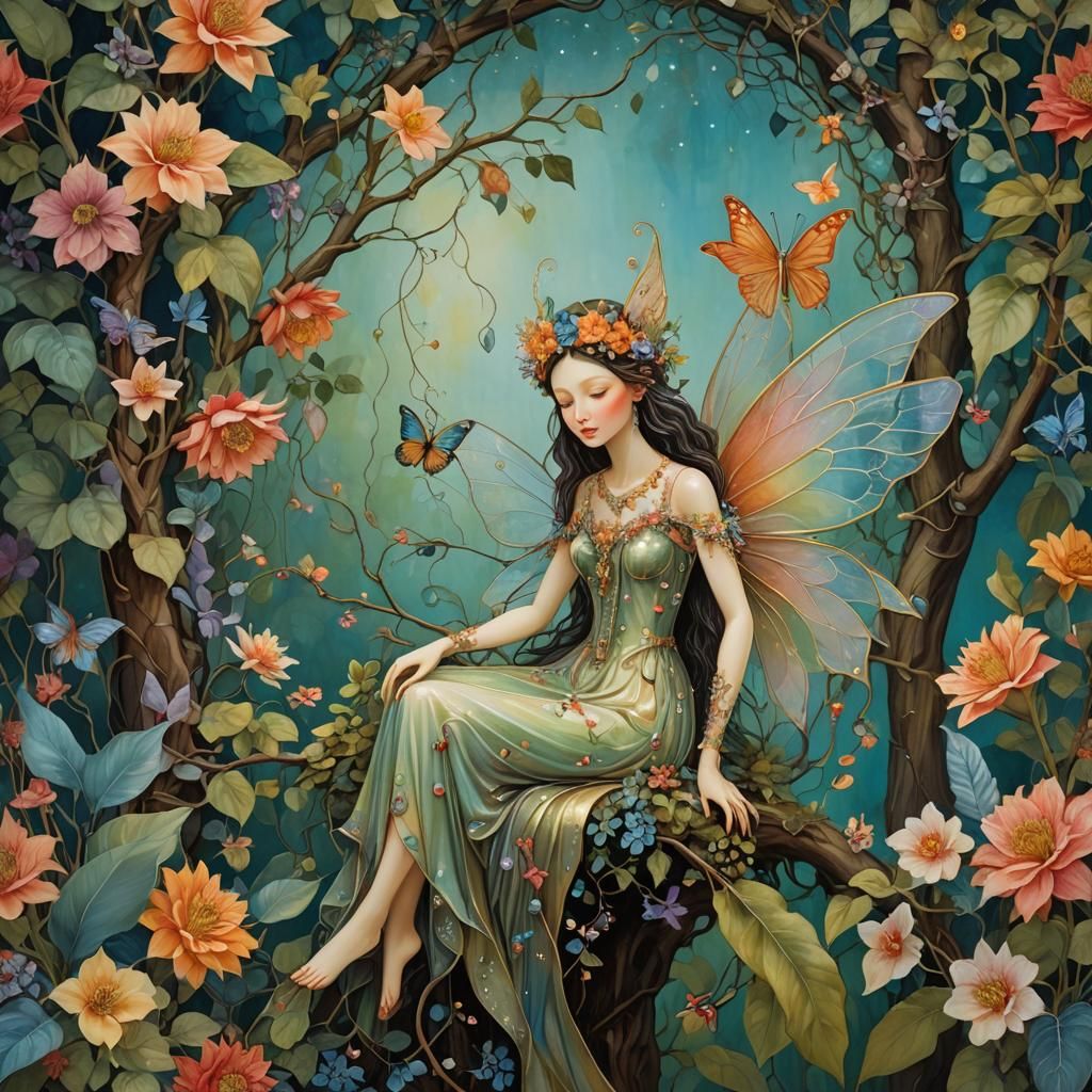 Ethereal Fairy Queen with Iridescent Wings