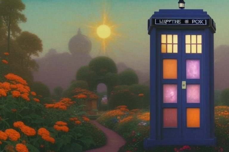 TARDIS Floats in a Magical Wildflower Garden