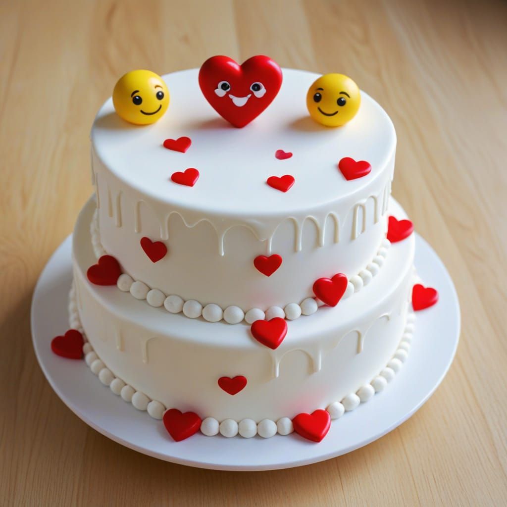 Delicate White Heart Cake in Pastel Colors