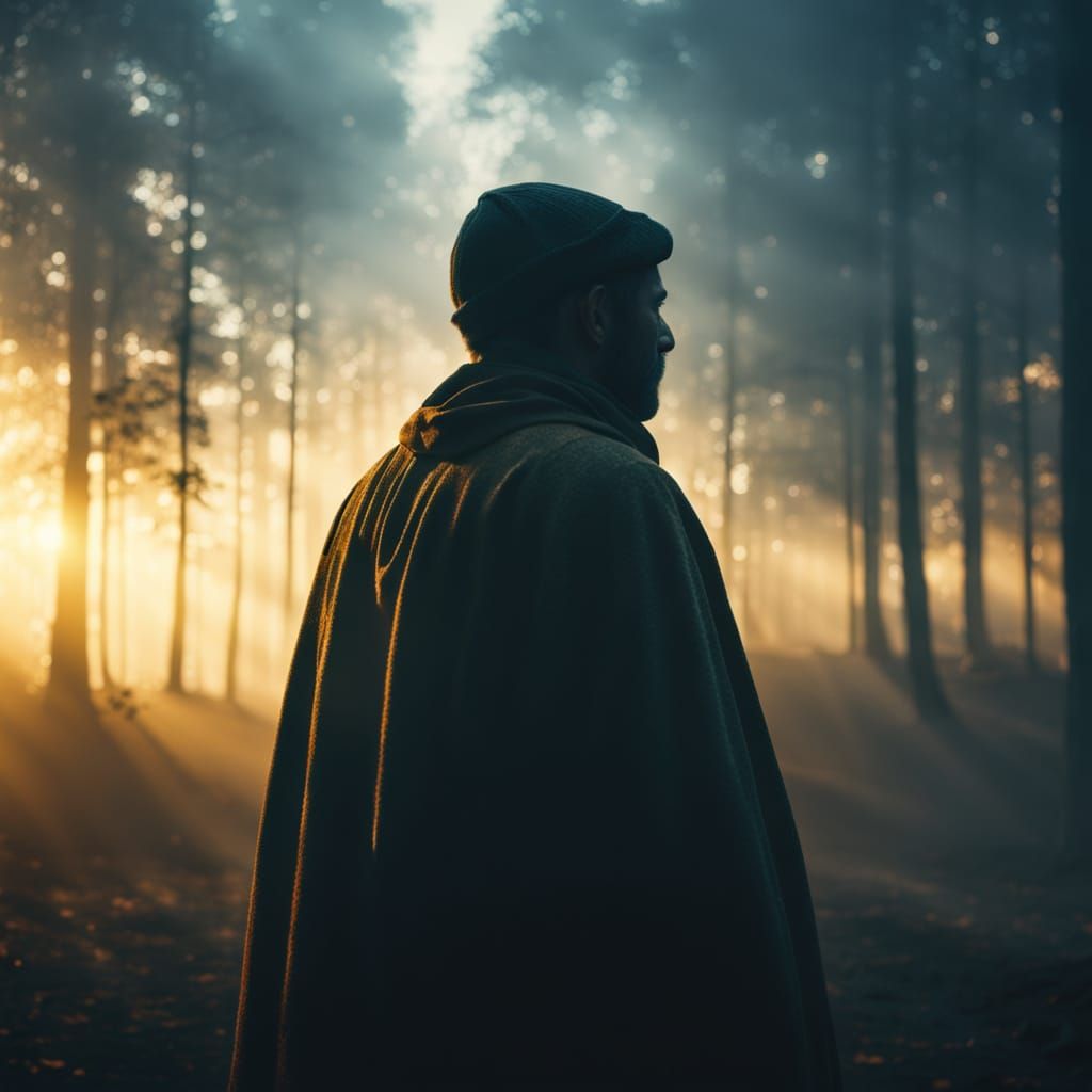 Mysterious Figure in Volumetric Light Rays