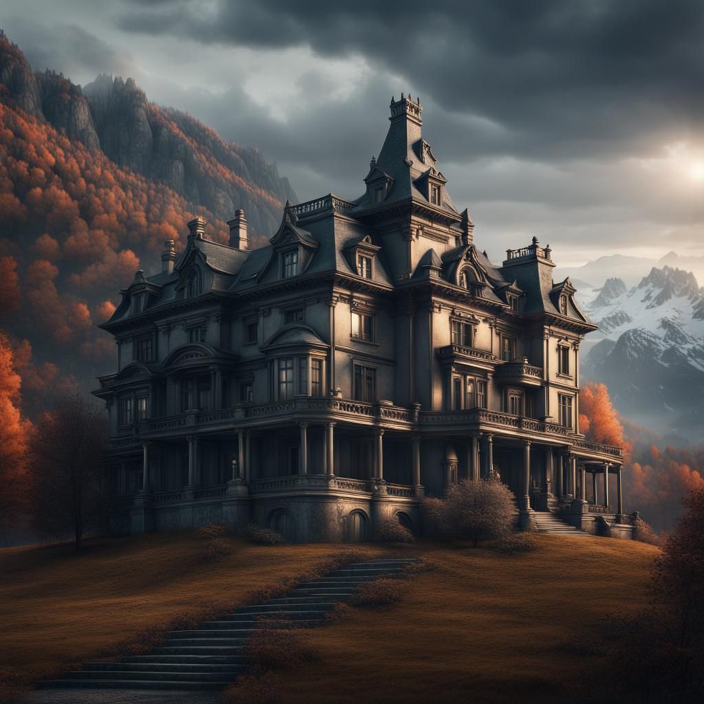 Majestic Creepy Mansion in the Mountains