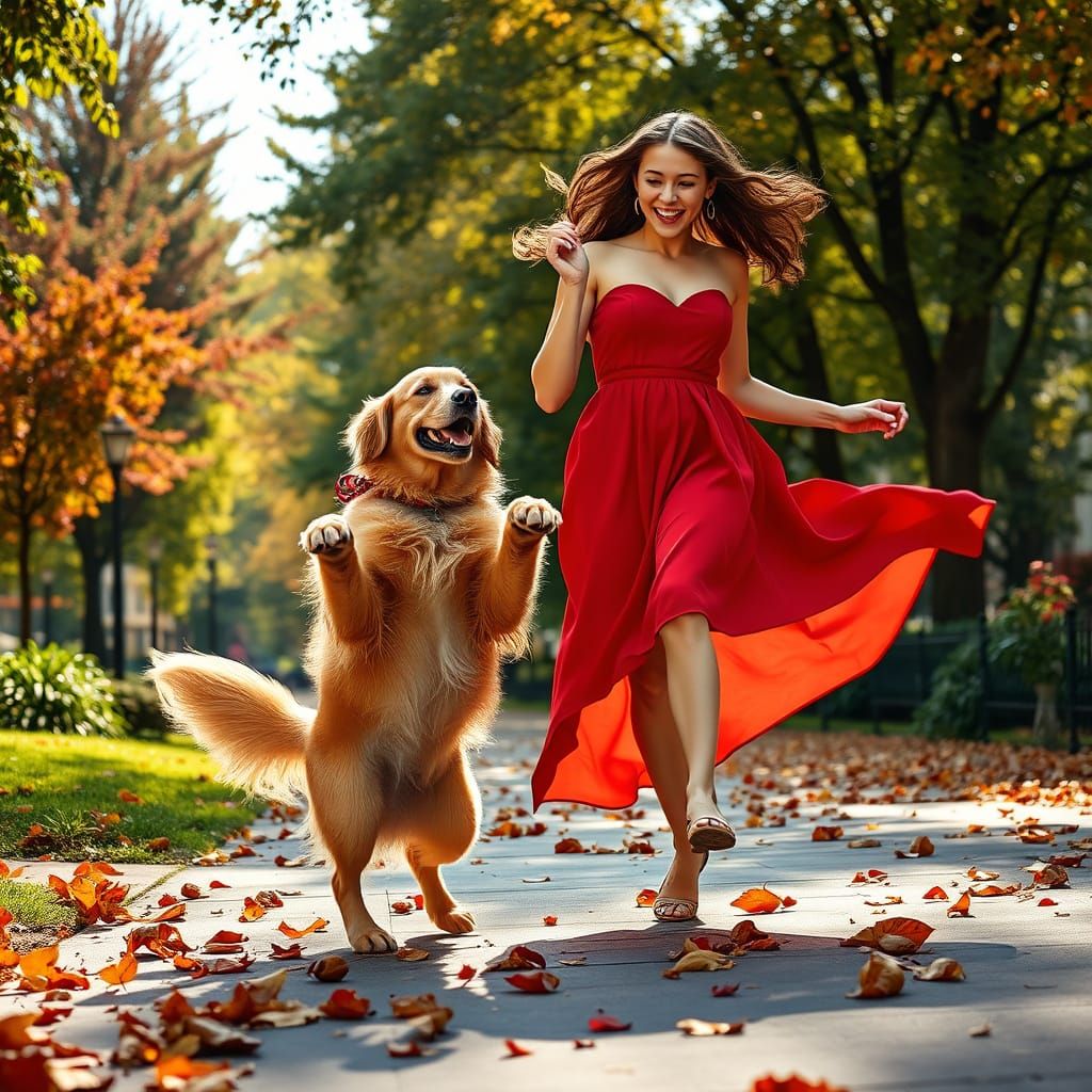 Joyful Moment in Vibrant Urban Park