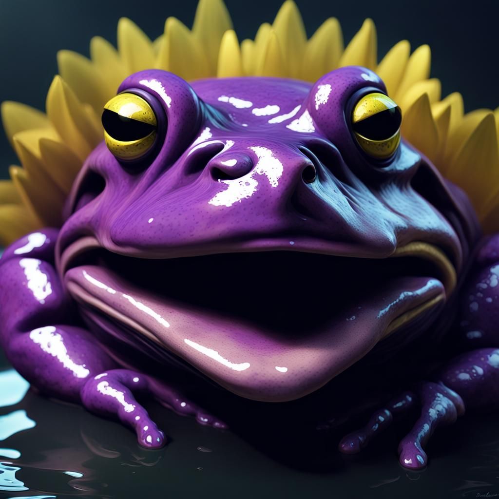 Crying Bullfrog with Merkel Head: Dark Fantasy Art