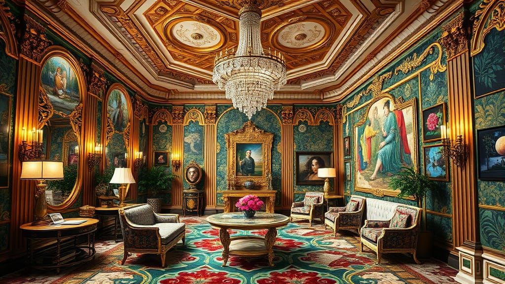 Surreal, Futuristic Rococo Palace with Celestial Accents