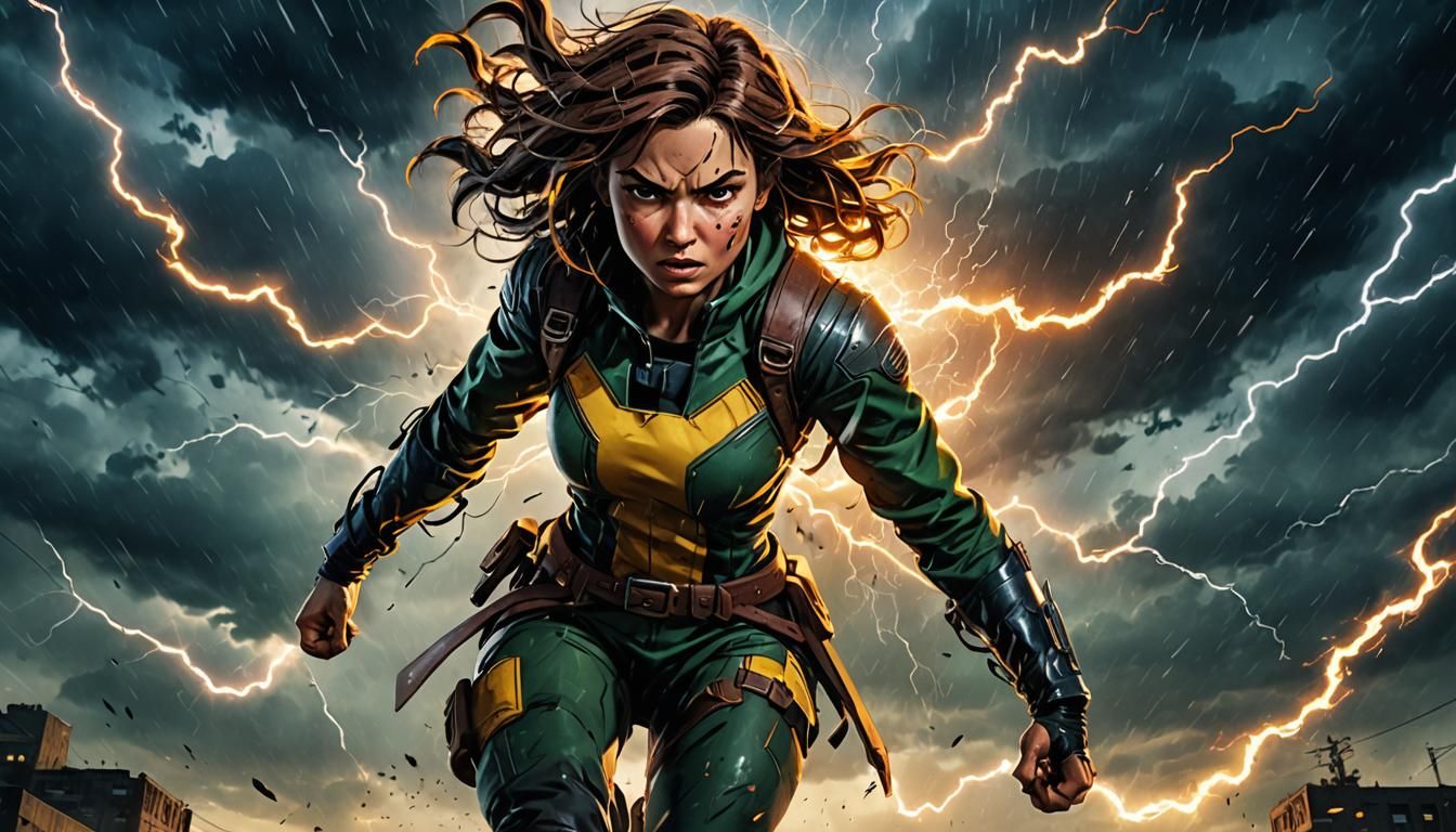 Rogue Soaring Through Stormy Skies: Anime Style