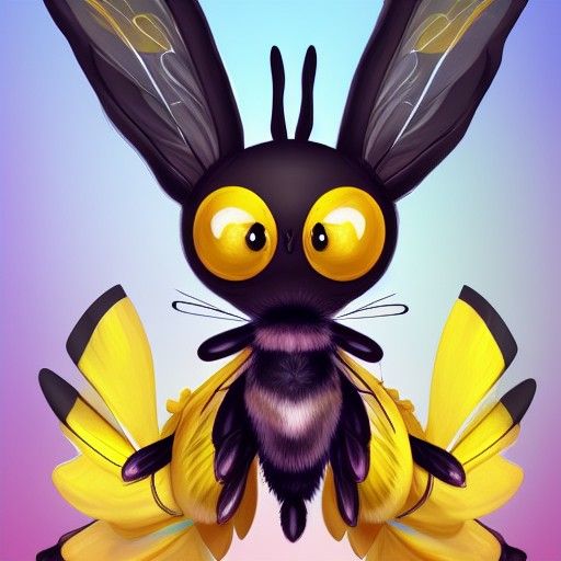 Cute Flying Rabbit-Bee Hybrid Creature in Anime Style