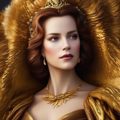 Princess Belle on Throne: Hyperdetailed Art Portrait