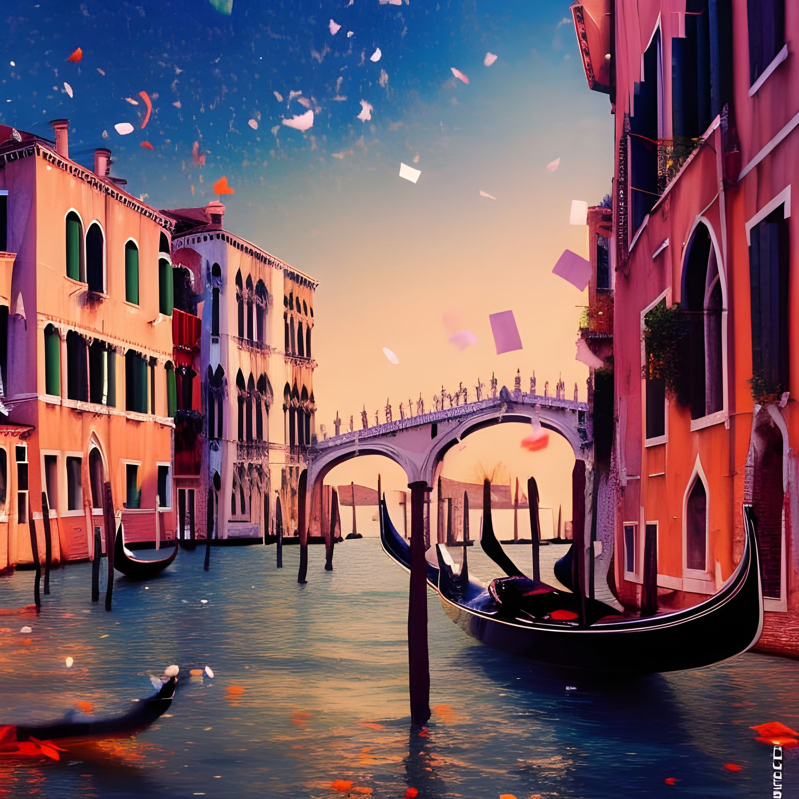 Venice Masquerade Party in Confetti Style