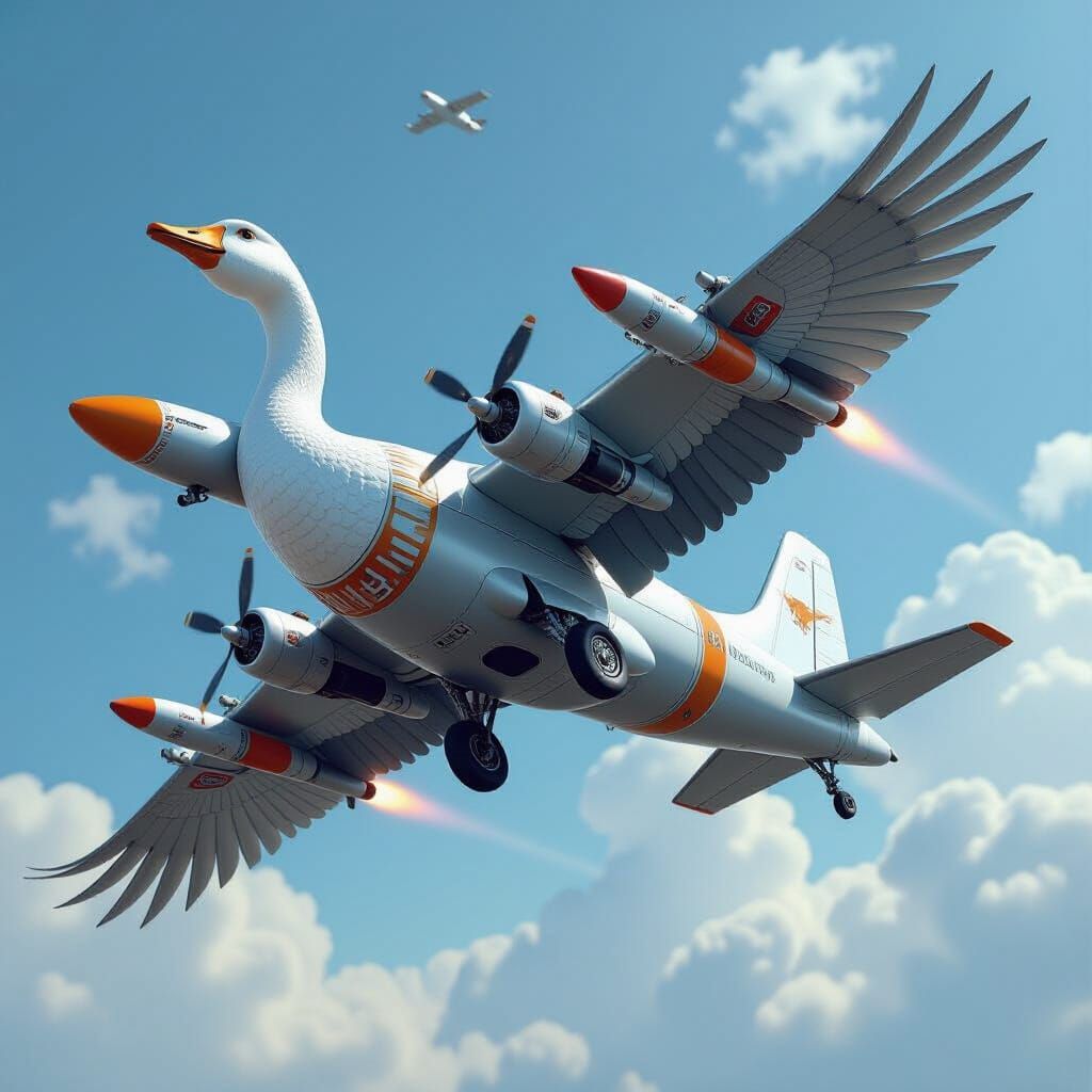 Goose-Airplane Hybrid Soaring, in 3D Realism