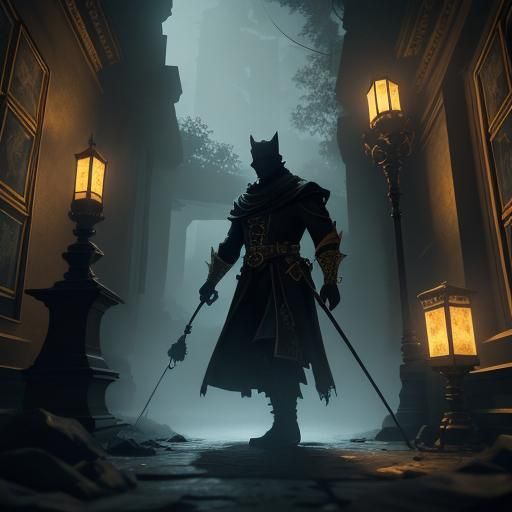 Mysterious Tarot Card Reader in Ornate Chamber