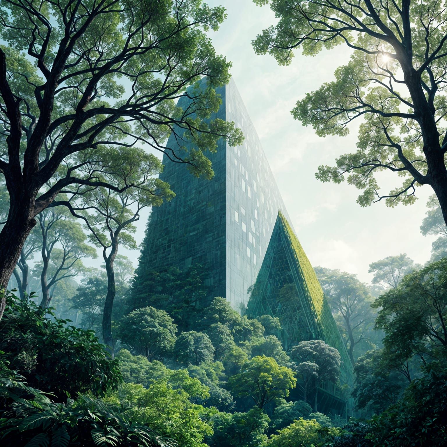 Futuristic Emerald Forest Masterpiece Rises in Harmony with...