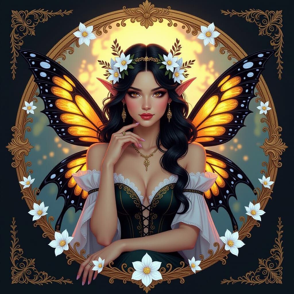 An exquisite dark fantasy digital artwork featuring a mesmer...