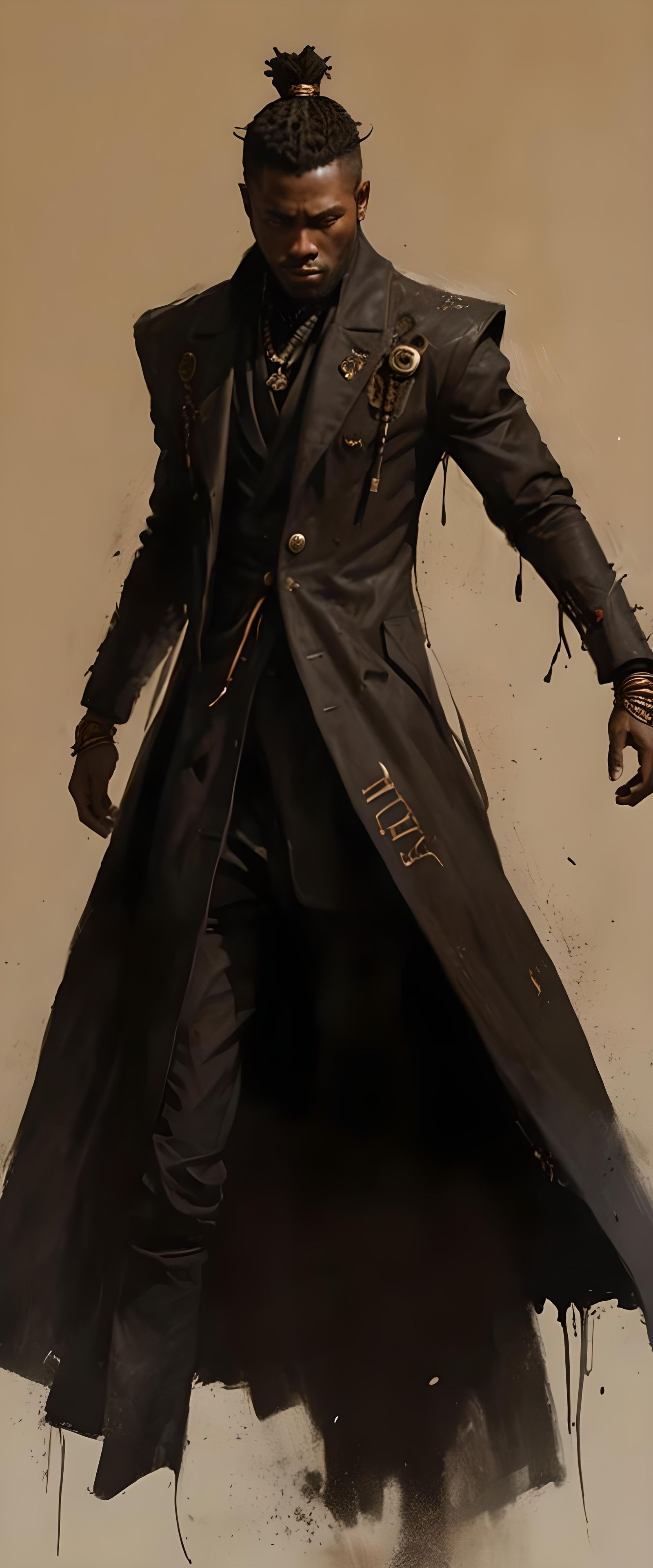 Figure in Ceremonial Coat, Digital Art Style