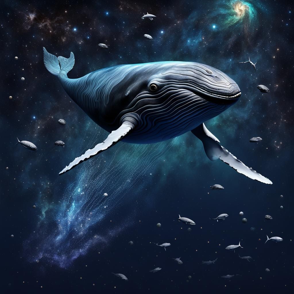 Cosmic Whale Soaring Through Starry Space