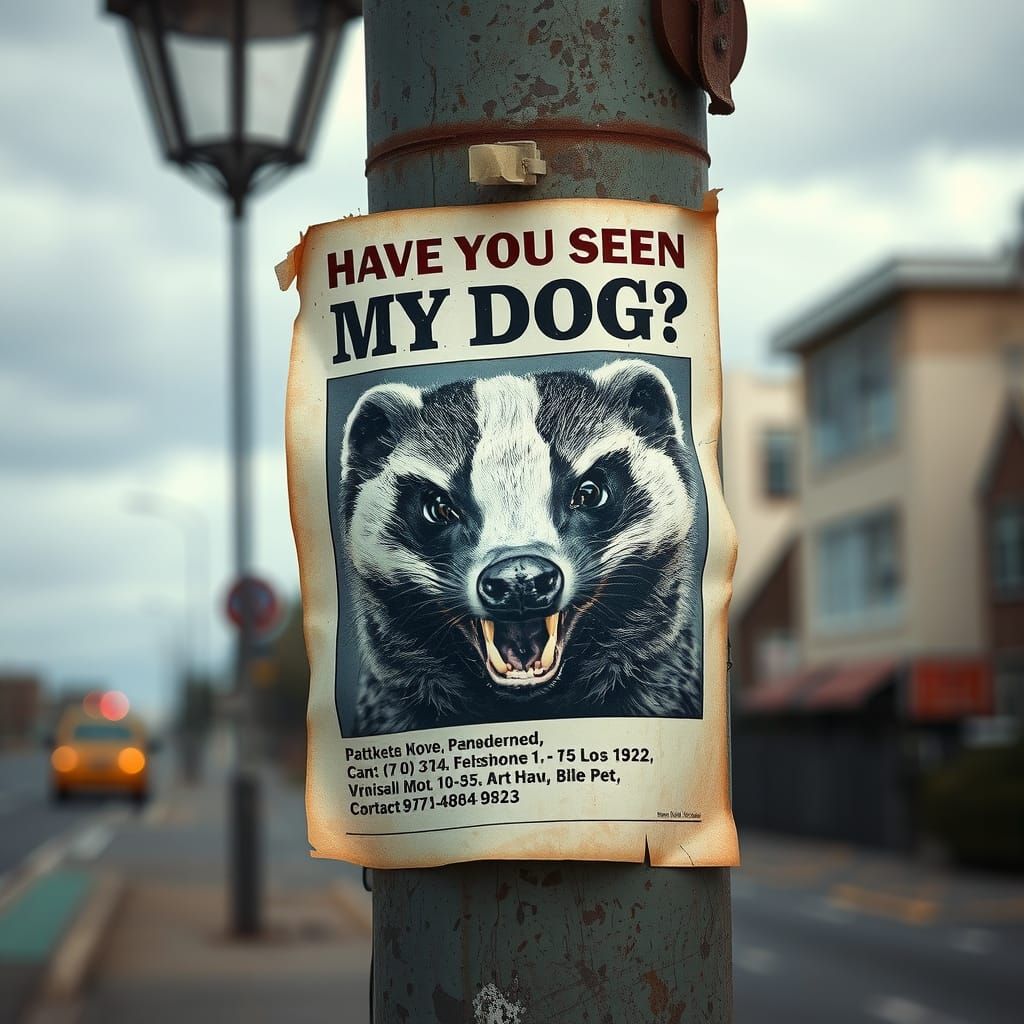 Gritty Urban Lost Dog Poster in Distressed Style