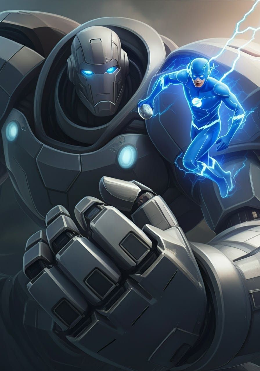 Giant Mech Hand with Speedster and Capsule