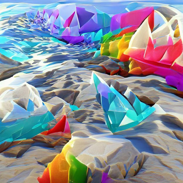 Colorful Crystal Ocean Floor in Low Poly 3D