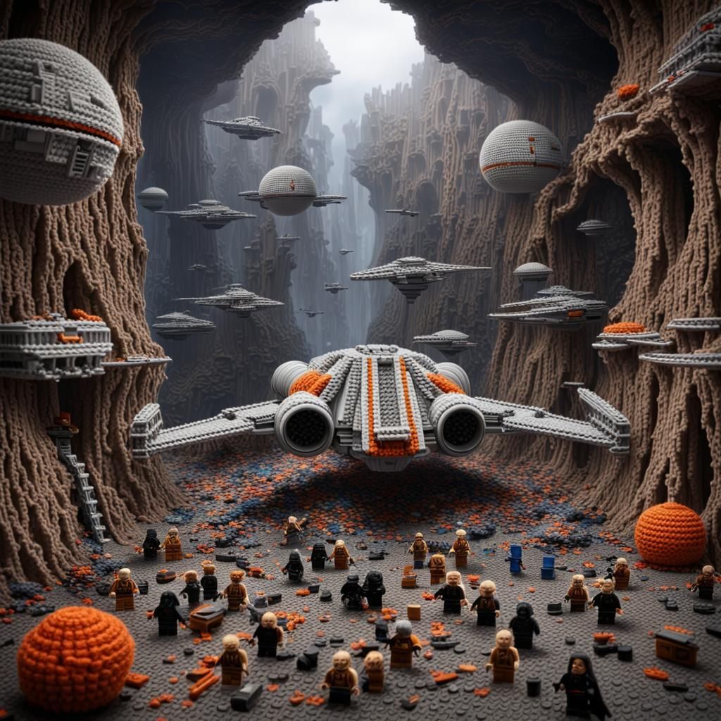 Crocheted Lego Star Wars Battle in Wool